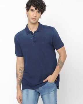 slim fit polo t-shirt with embroidered logo