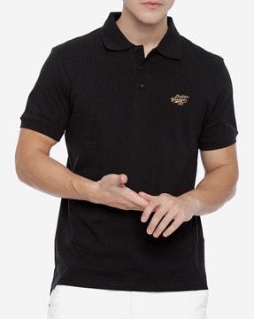 slim fit polo t-shirt with high-low vented hems