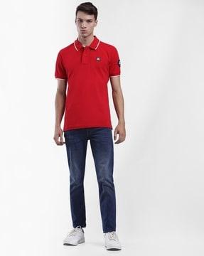 slim fit polo t-shirt with logo applique