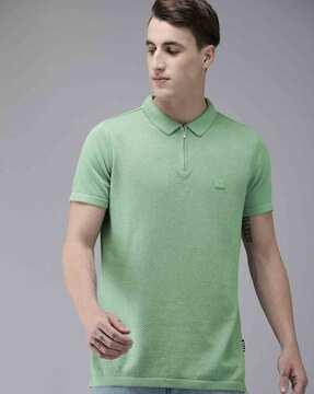 slim fit polo t-shirt with logo applique