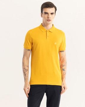 slim fit polo t-shirt with logo applique