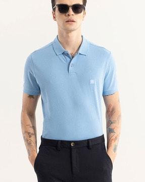 slim fit polo t-shirt with logo applique