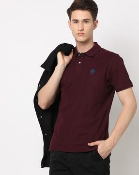 slim fit polo t-shirt with logo embroidery