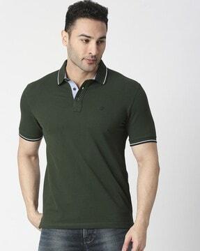 slim fit polo t-shirt with logo embroidery