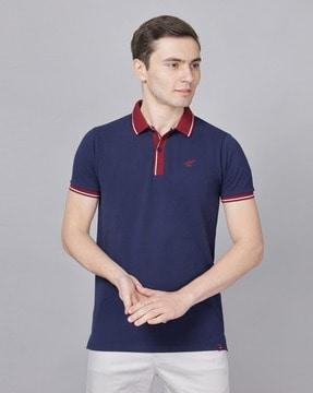 slim fit polo t-shirt with logo embroidery