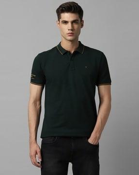 slim fit polo t-shirt with logo embroidery