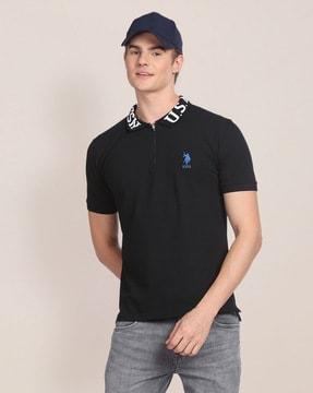 slim fit polo t-shirt with logo embroidery