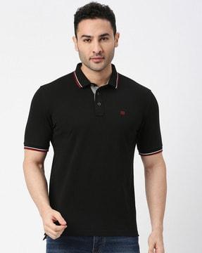 slim fit polo t-shirt with logo embroidery