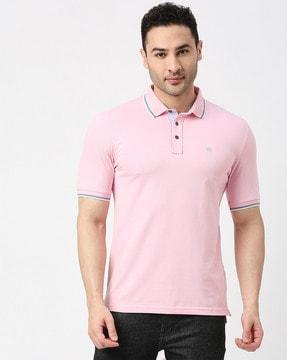 slim fit polo t-shirt with logo embroidery