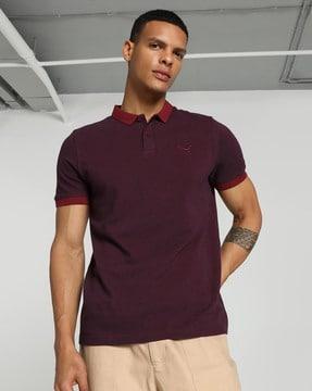 slim fit polo t-shirt with logo embroidery