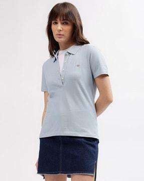 slim fit polo t-shirt with logo embroidery