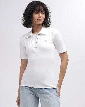 slim fit polo t-shirt with logo embroidery