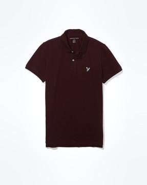 slim fit polo t-shirt with logo print