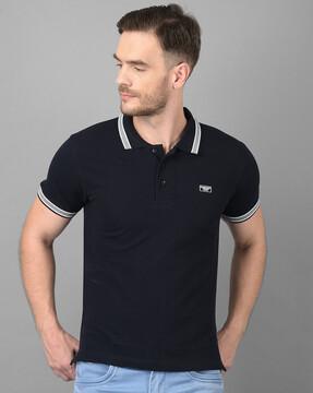 slim fit polo t-shirt with logo print