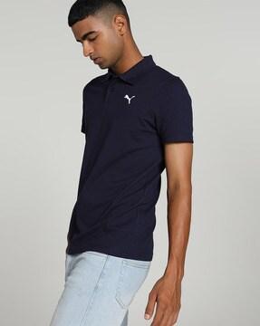 slim fit polo t-shirt with logo print