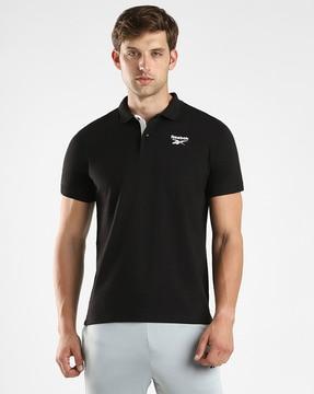 slim fit polo t-shirt with logo print