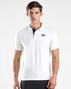 slim fit polo t-shirt with logo print