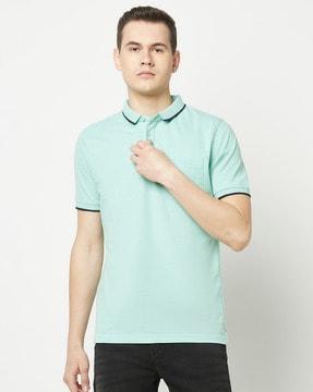 slim fit polo t-shirt with patch pocket