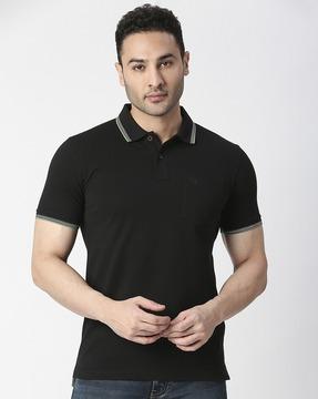 slim fit polo t-shirt with patch pocket