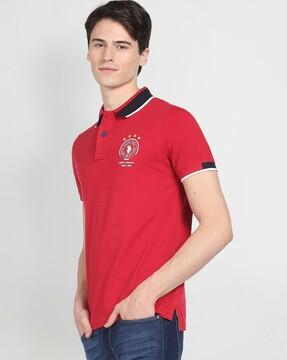 slim fit polo t-shirt with placement logo print