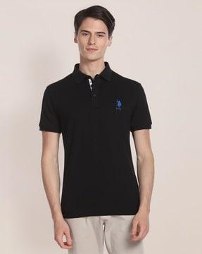 slim fit polo t-shirt with placement logo