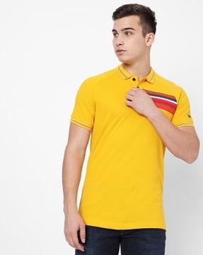 slim fit polo t-shirt with placement stripes