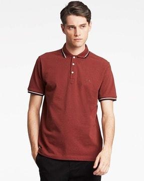 slim fit polo t-shirt with ribbed hem