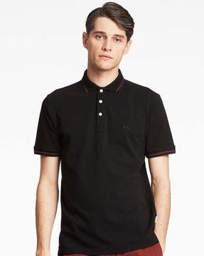 slim fit polo t-shirt with ribbed hem