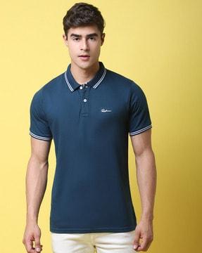 slim fit polo t-shirt with ribbed hems