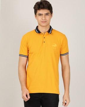 slim fit polo t-shirt with ribbed hems