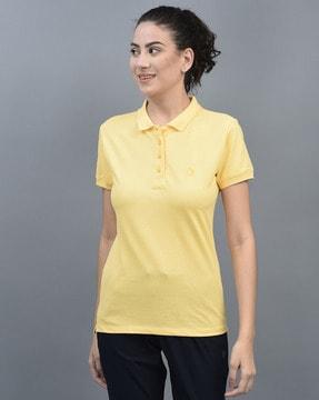 slim fit polo t-shirt with ribbed hems