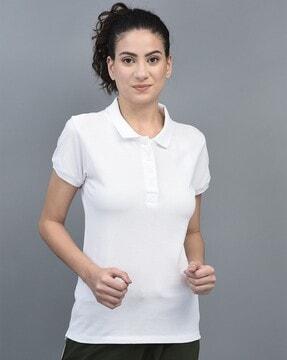 slim fit polo t-shirt with ribbed hems