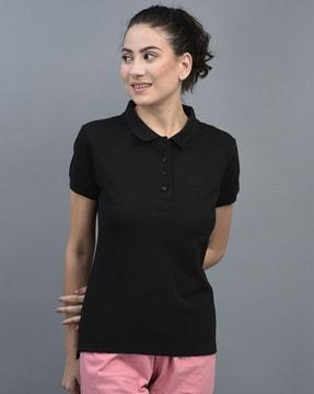 slim fit polo t-shirt with ribbed hems