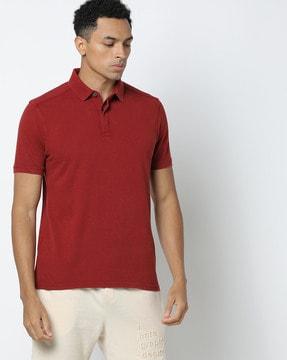 slim fit polo t-shirt with spread collar