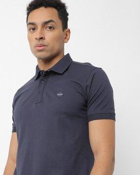 slim fit polo t-shirt with vented step hem
