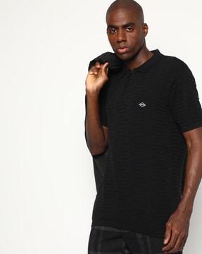 slim fit polo t-shirt with zip placket