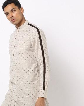 slim fit printed straight kurta with patch pocket