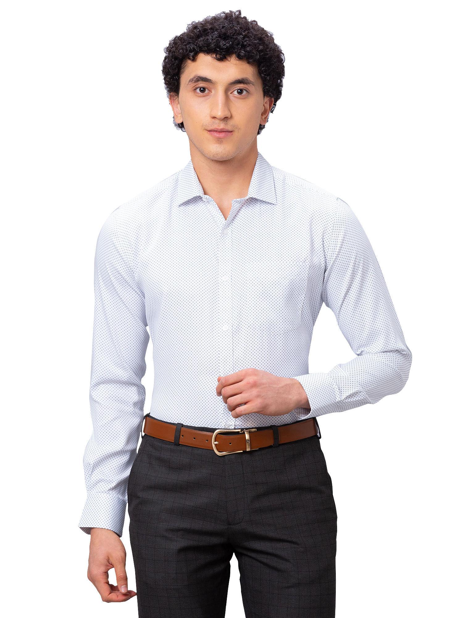 slim fit printed white shirt