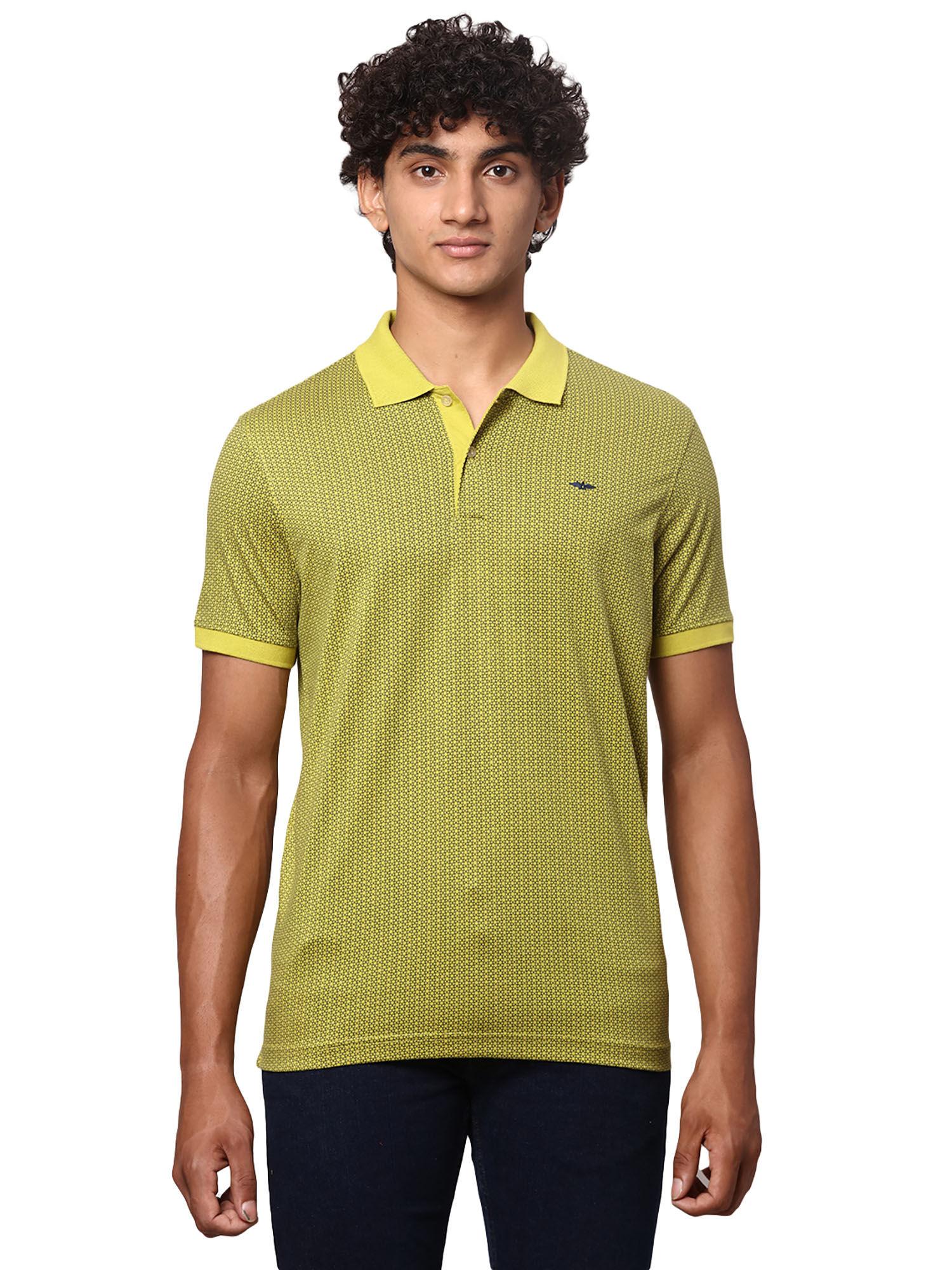 slim fit printed yellow t-shirt