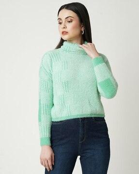 slim fit ribbed high-neck pullover