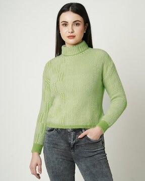 slim fit ribbed high-neck pullover