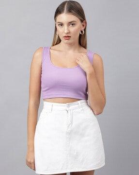 slim fit round-neck crop top