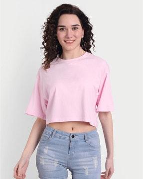 slim fit round-neck crop top