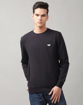 slim fit round-neck sweatshirt