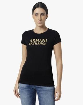 slim fit round-neck t-shirt with foil logo