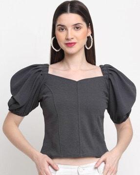 slim fit scoop-neck crop top