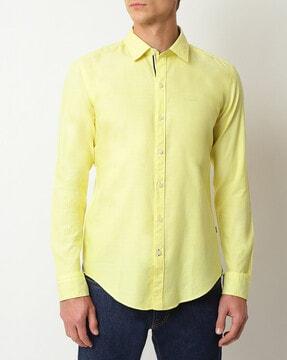 slim-fit shirt in organic oxford cotton with logo