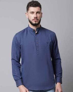 slim fit shirt kurta with band collar