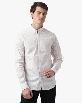 slim fit shirt with all-over logo print