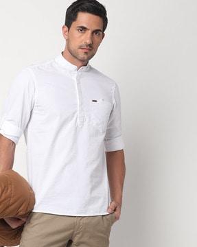 slim fit shirt with band collar